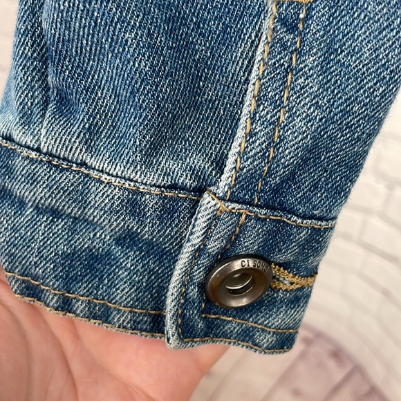 Sherpa Lining Collared Jean Jacket Faux Fur Medium Biker Going Out Party - Picture 4 of 6